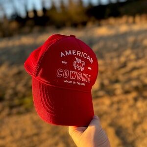 American cowgirl red hat/ ball cap